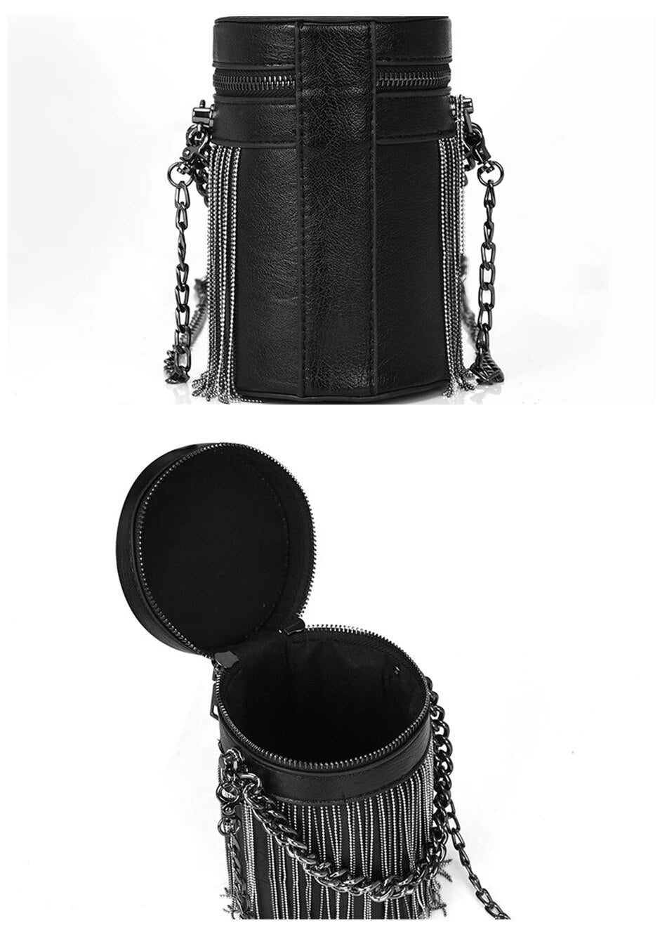 Cartera de Mano | Bandolera Cilindro con cadenas para Mujer