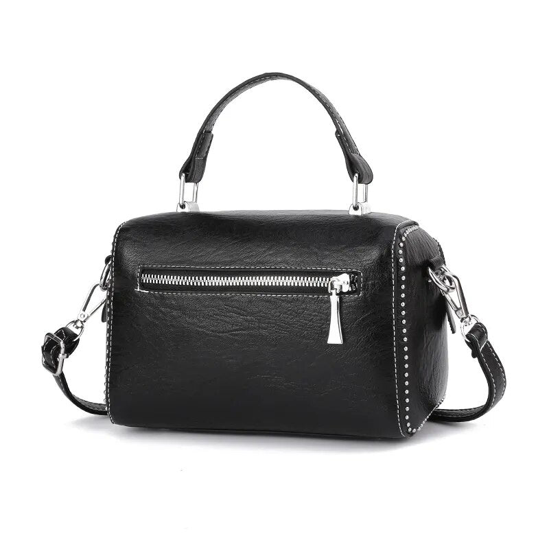Bandolera Cartera Ecocuero | Bolso Negro con tachas para mujer