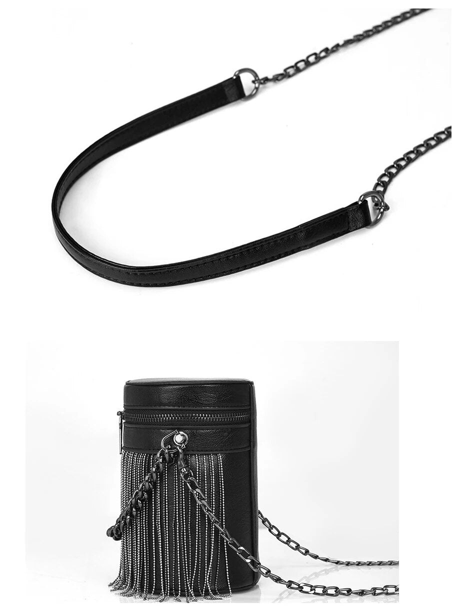 Cartera de Mano | Bandolera Cilindro con cadenas para Mujer
