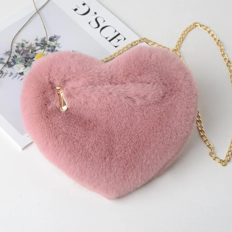 Bandolera Corazón Rosada | Cartera con cadena dorada para mujer