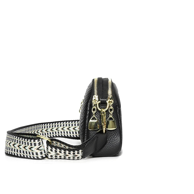 Bandolera negra cuero | Cartera para mujer