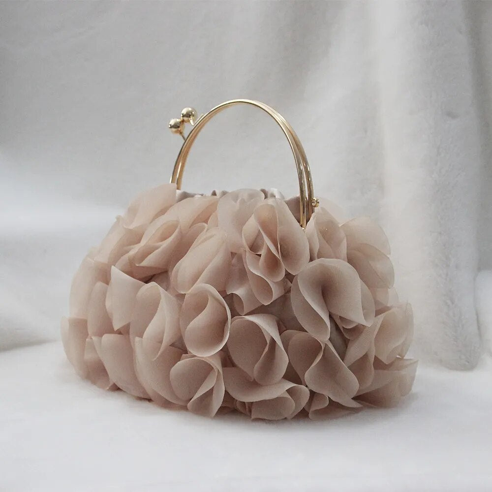 Cartera flores de tela | Cartera de Fiesta para mujer