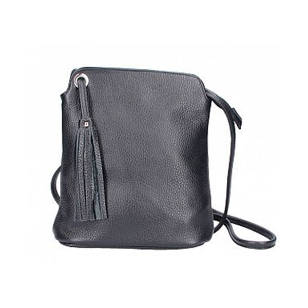 Bandolera Cartera Negra de Cuero Anneta | Hecho en Italia