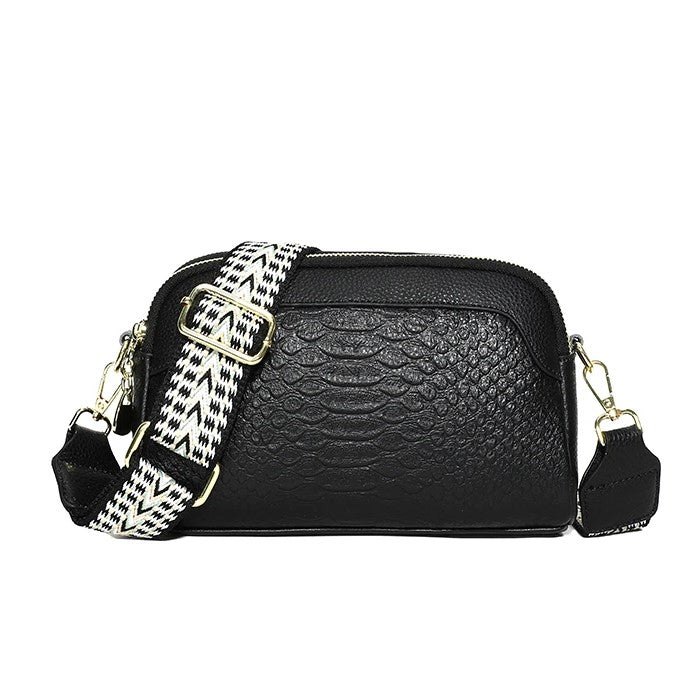 Bandolera negra cuero Cartera Multifuncional para mujer – LA