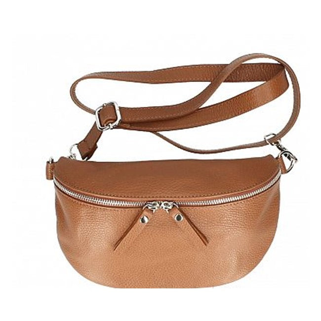 Riñonera Bandolera Camel de Cuero Ornella | Hecho en Italia