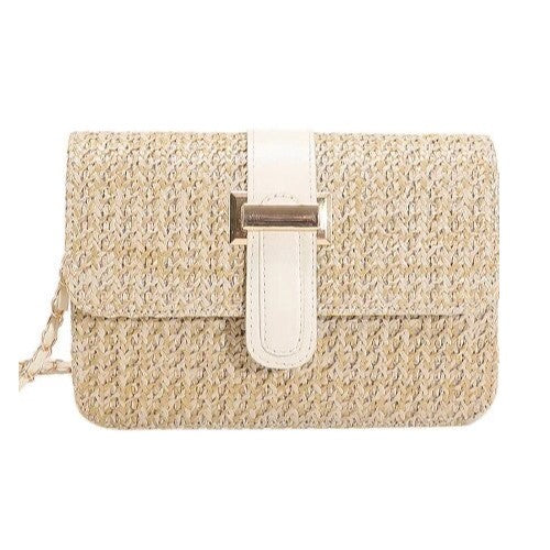 Cartera tejida ELEGANZA | Bolso tejido con aplicaciones ecocuero para mujer