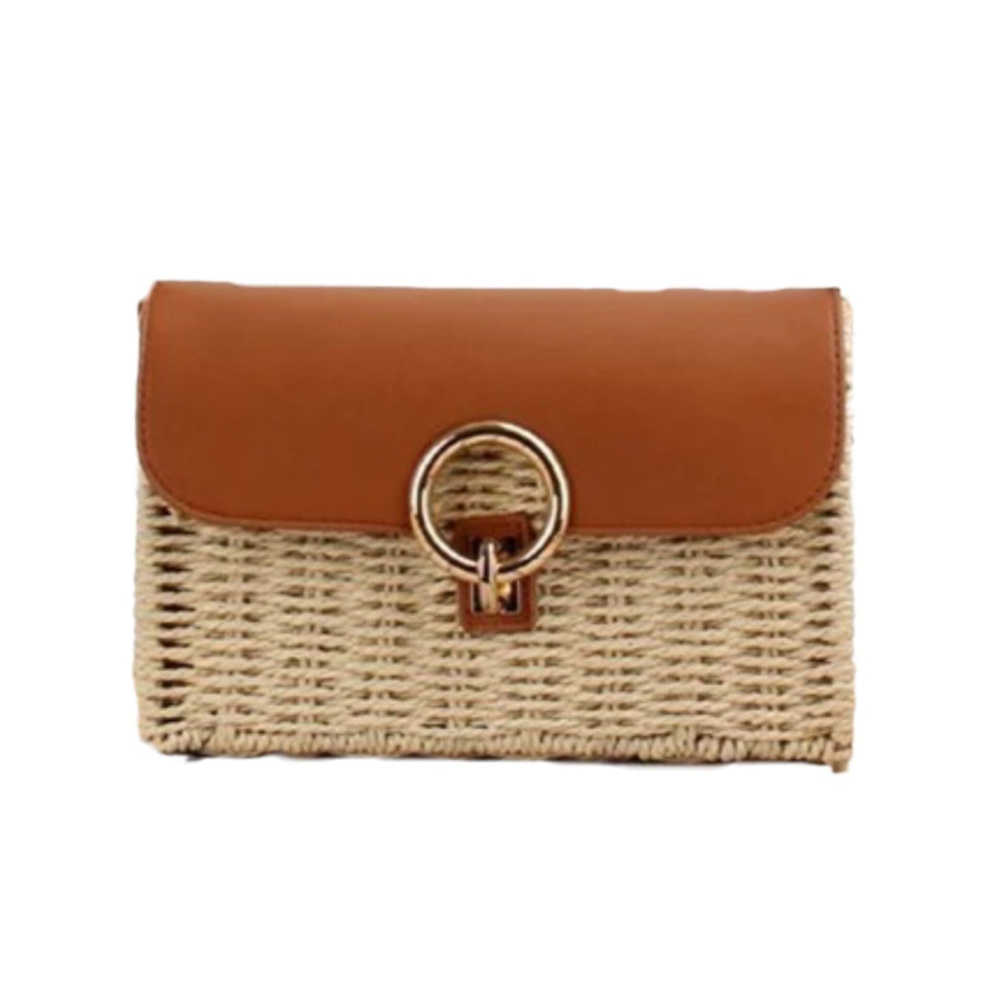 Cartera tejida con ecocuero para mujer