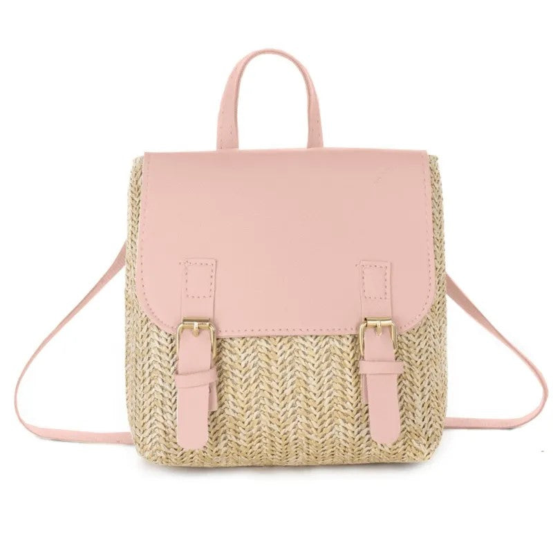 Mochila tejida ROSA | Bolso beige y rosa para mujer