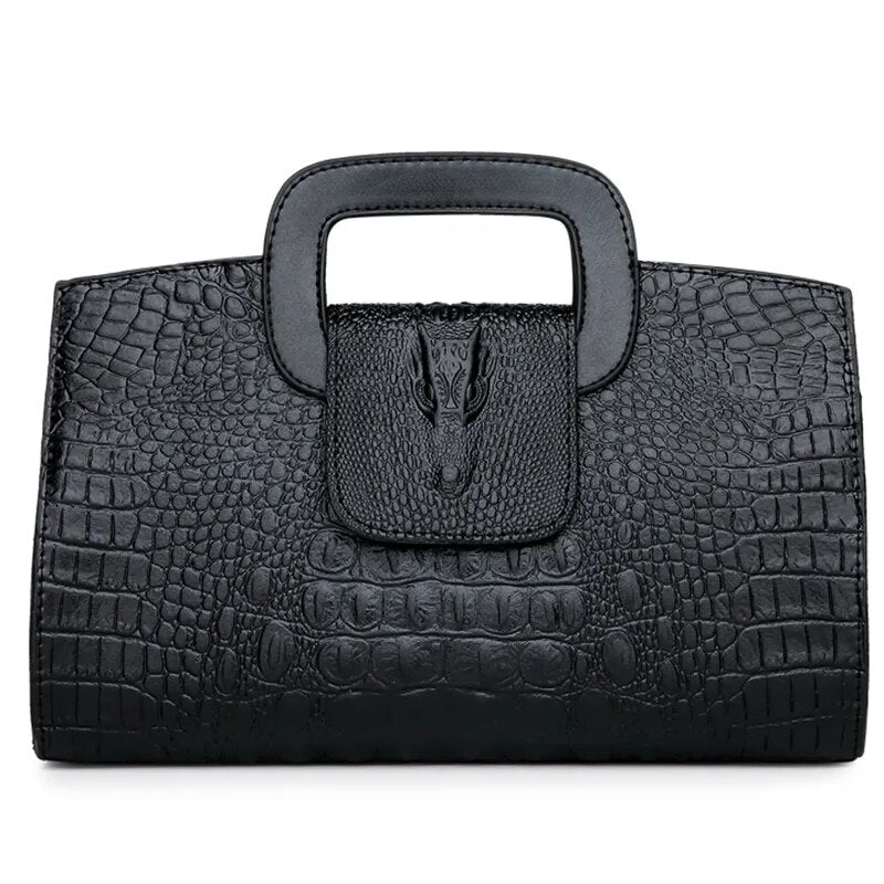 Cartera de mano Negra | Ecocuero diseño Cocodrilo
