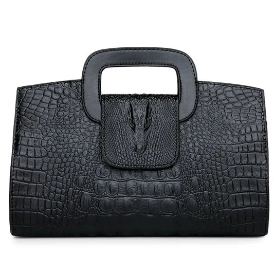 Cartera de mano Negra | Ecocuero diseño Cocodrilo