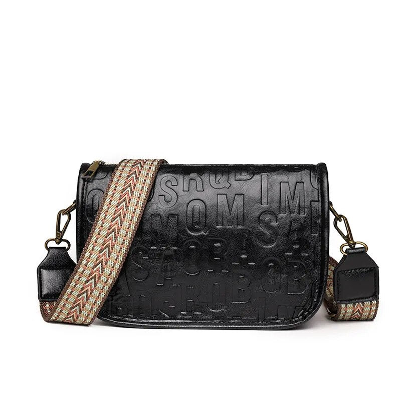 Bandolera Cartera Ecocuero Negra Porta Celular para mujer