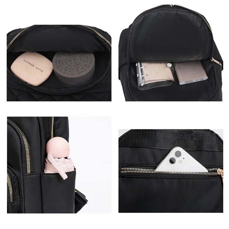Mochila Negra Grande | Bolso Tachas doradas para Mujer