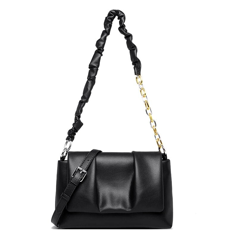 * Bolso, Cartera de hombro, Bandolera de cuero genuino 100% para mujer.