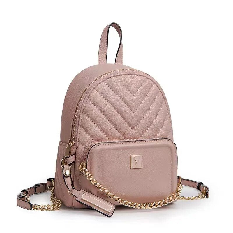 Mochila Rosada | Cadena dorada para mujer