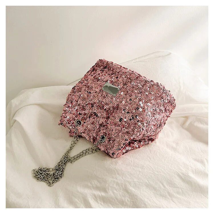 Mini bolso lentejuelas brillante | Cartera con cadena para mujer