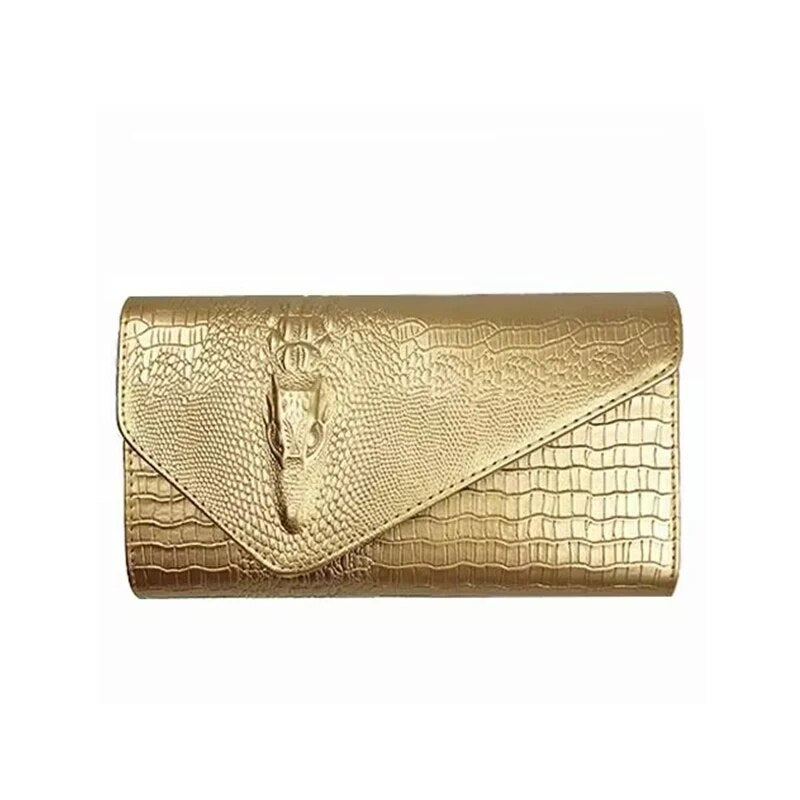 Cartera Clutch Ecocuero | Tipo Cocodrilo con cadena para mujer