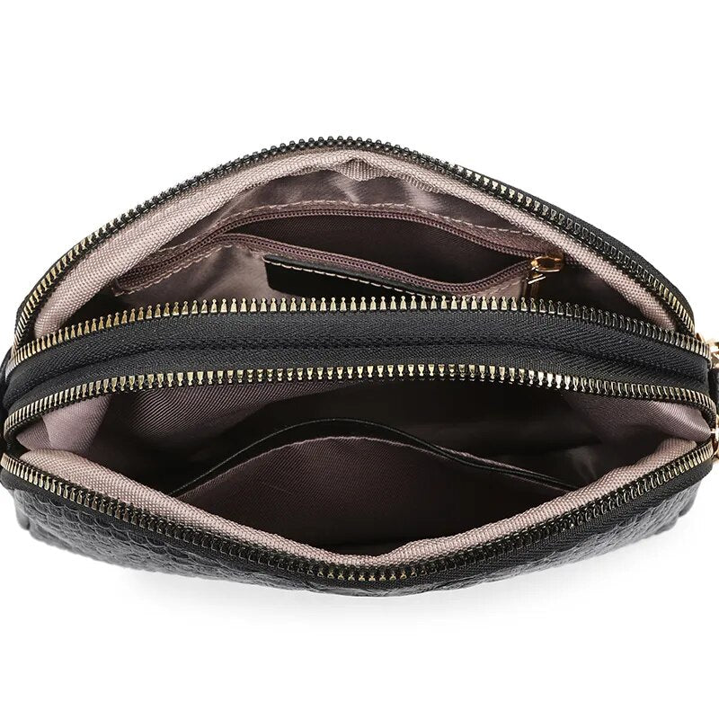Bolso Bandolera negra de cuero 100% para mujer