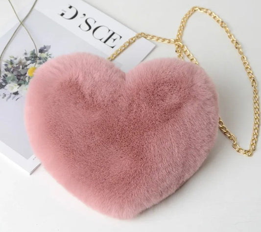 Cartera Corazón Rosada | Con cadena dorada para mujer