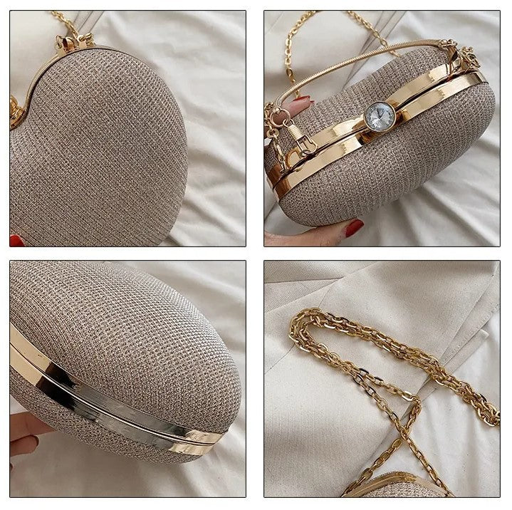 Cartera Clutch corazón Champagne | Cartera de Fiesta para mujer