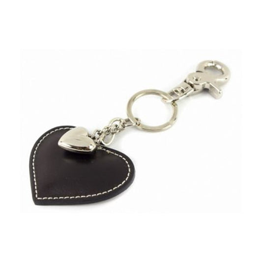 Llavero de Cuero Negro Cuore | Hecho en Italia